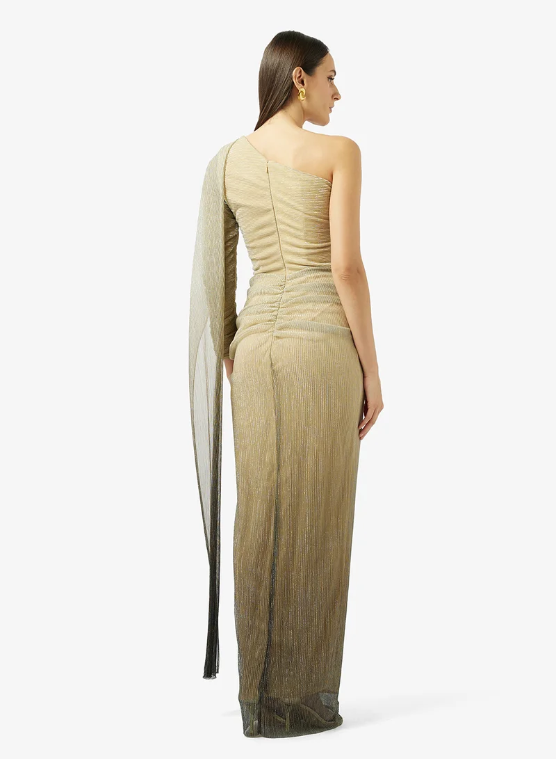 Namshi x  Drape Shimmer Evening Gown With Trail for Women | Best Price UAE